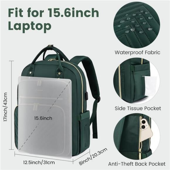 LOVEVOOK 15.6 Inch Laptop Backpack for Women,Fashion Work Travel main image 6